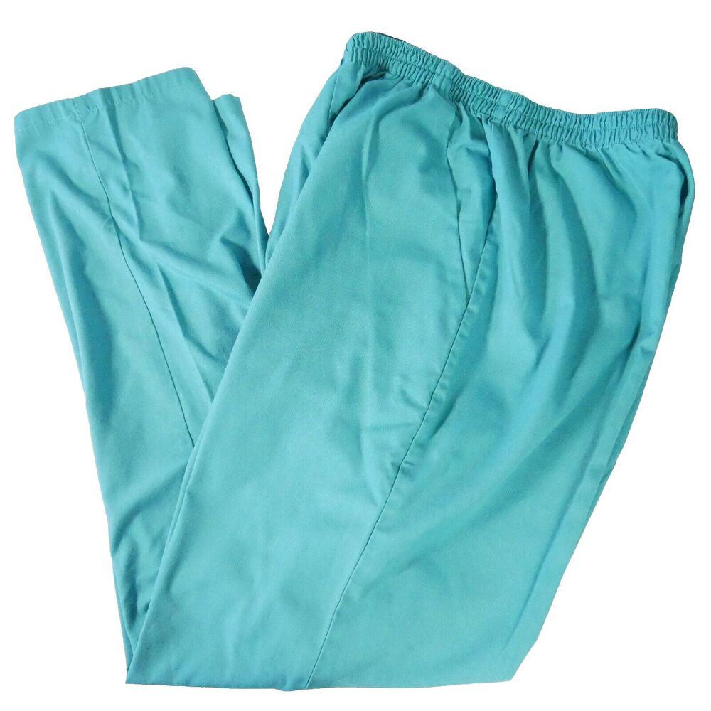 Simply Basic Womens Size M Teal Blue Pull-on Scrub Pants w Elastic Waist
